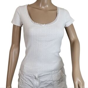Brandy Melville McKenna eyelet bow lace top